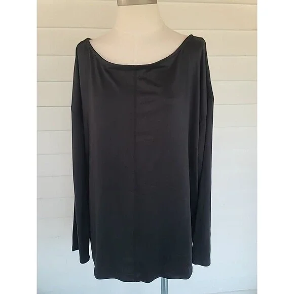 Halston Studio Women's Black Long Sleeve Top SIZE L NWT - Picture 1 of 12